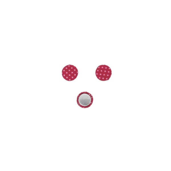МЪНИСТА ЛЕПЯЩИ - ТЕКСТИЛНИ - ПОЛУСФЕРА 009 - 10х4мм - ТОЧКИ 01 - ЦИКЛАМА И БЯЛО - 10 бр.