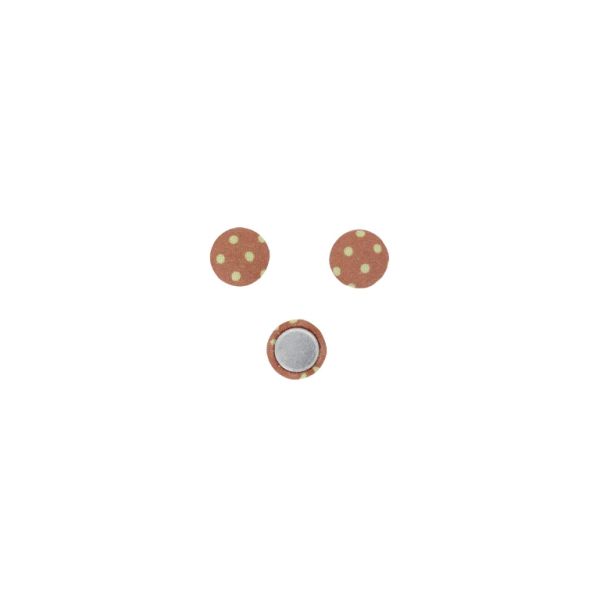 МЪНИСТА ЛЕПЯЩИ - ТЕКСТИЛНИ - ПОЛУСФЕРА 013 - 10х4мм - ТОЧКИ 02 - КОРАЛ Т. И ЖЪЛТО СВ. - 10 бр.