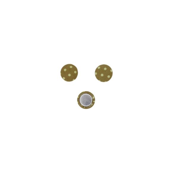 МЪНИСТА ЛЕПЯЩИ - ТЕКСТИЛНИ - ПОЛУСФЕРА 018 - 10х4мм - ТОЧКИ 02 - КАФЯВО СВ. И ЖЪЛТО СВ. - ПАКЕТ 100 бр.