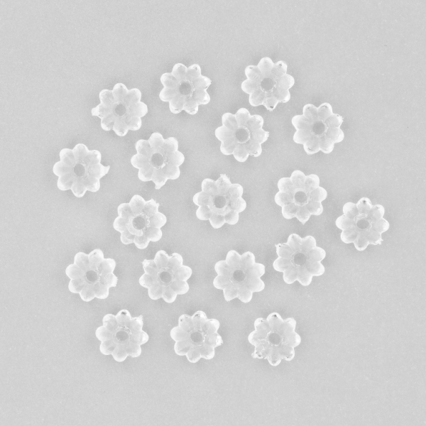 TRANSPARENT PLASTIC BEADS - WASHER FLOWER - 3x6mm WHITE V01 - 50g Hole-1.5mm (830pcs.)