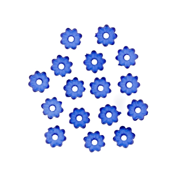 TRANSPARENT PLASTIC BEADS - WASHER FLOWER - 3x6mm BLUE (DARK) V44 - 50g Hole-1.5mm (830pcs.)