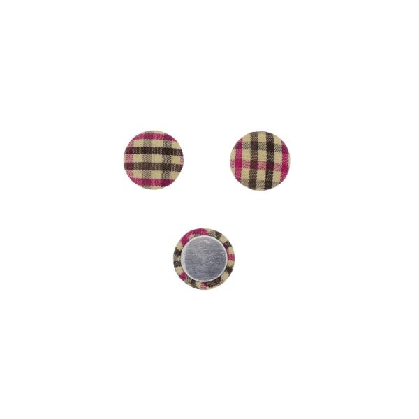 МЪНИСТА ЛЕПЯЩИ - ТЕКСТИЛНИ - ПОЛУСФЕРА 062 - 15х5мм - КАРЕ 01 - ЧЕРВЕНО И ЧЕРНО - ПАКЕТ 100 бр.