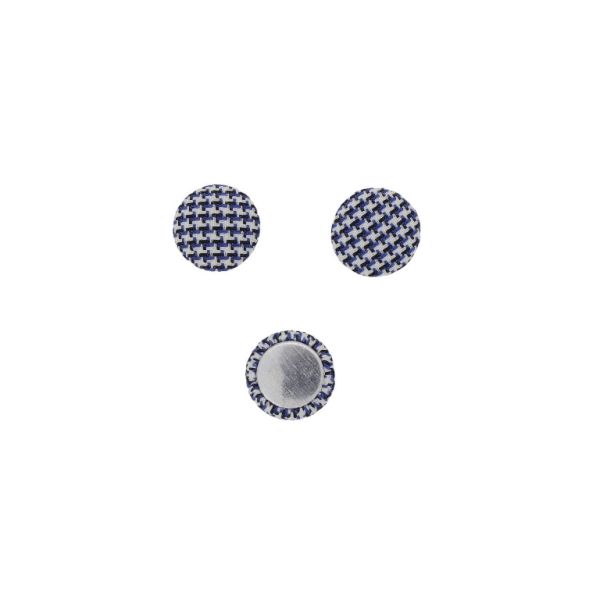 МЪНИСТА ЛЕПЯЩИ - ТЕКСТИЛНИ - ПОЛУСФЕРА 067 - 15х5мм - ПЕПИТ 01 - БЯЛО-СИНЬО Т.-ЧЕРНО - ПАКЕТ 100 бр.