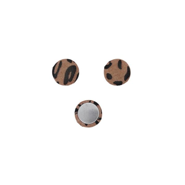 МЪНИСТА ЛЕПЯЩИ - ТЕКСТИЛНИ - ПОЛУСФЕРА 083 - 15х8мм - ЛЕОПАРДОВ ПРИНТ 02 - КОРАЛ Т. И ЧЕРНО - 10 бр.