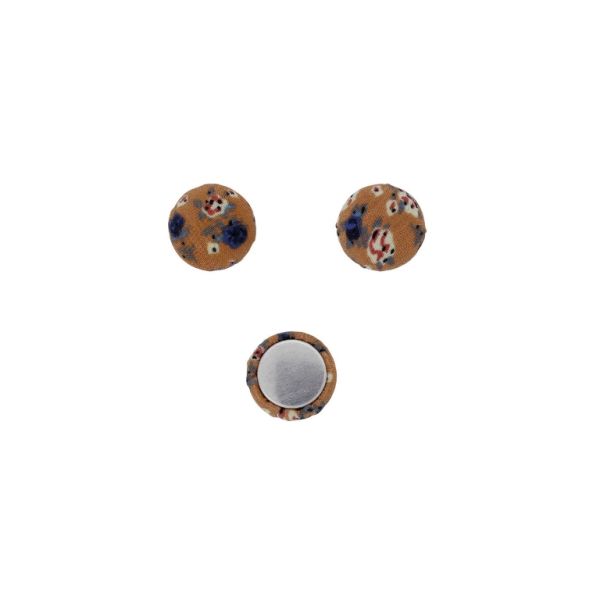 МЪНИСТА ЛЕПЯЩИ - ТЕКСТИЛНИ - ПОЛУСФЕРА 092 - 15х8мм - ЦВЕТЯ 01 - КОРАЛ СВ.-СИНЬО Т.-БЯЛО - 10 бр.