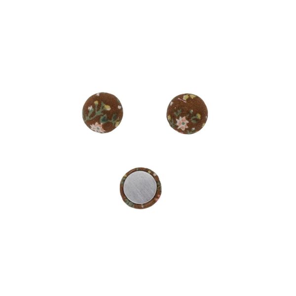 МЪНИСТА ЛЕПЯЩИ - ТЕКСТИЛНИ - ПОЛУСФЕРА 093 - 15х8мм - ЦВЕТЯ 02 - КАФЯВО-ЦИКЛАМА-ЖЪЛТО Т. - 10 бр.