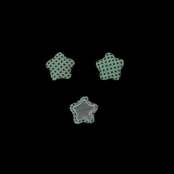 МЪНИСТА ЛЕПЯЩИ - ТЕКСТИЛНИ - ЗВЕЗДА 322 17х17х6мм - ТОЧКИ 01 - МЕНТА СВ. И ЧЕРНО - ПАКЕТ 100 бр.