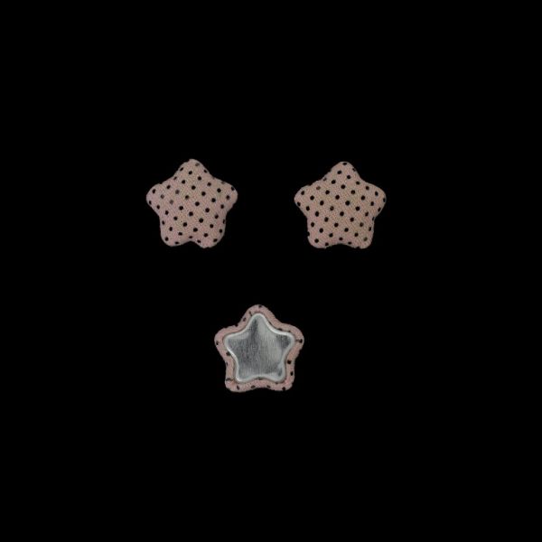 МЪНИСТА ЛЕПЯЩИ - ТЕКСТИЛНИ - ЗВЕЗДА 323 17х17х6мм - ТОЧКИ 01 - РОЗОВО СВ. И ЧЕРНО - ПАКЕТ 100 бр.