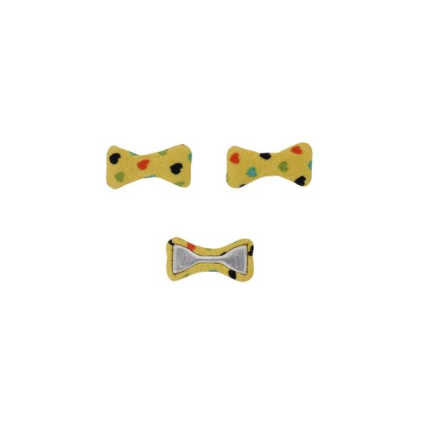 МЪНИСТА ЛЕПЯЩИ - ТЕКСТИЛНИ - ПАНДЕЛКА 299 21х11х4мм - СЪРЦА 03 - ЖЪЛТО И МИКС - 10 бр.