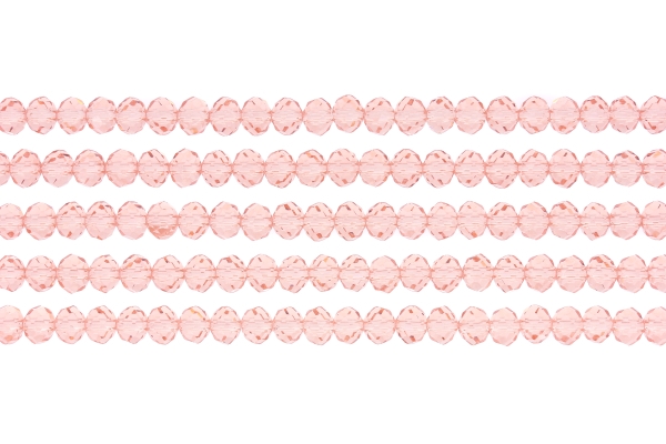 GLASS BEADS - FACETED RONDELLE CRYSTALS - 6x5mm - TRANSPARENT - PINK 031 - STRING (88pcs.) Hole:1.2mm