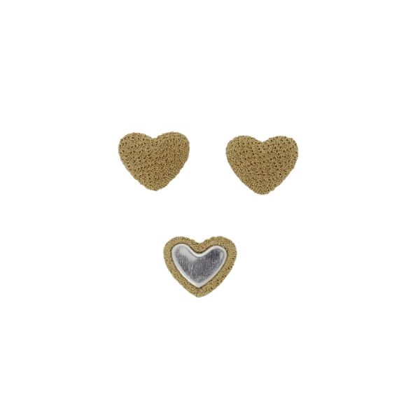 ADHESIVE BEADS - TEXTILE - HEART 169 - 14x17x6mm - GEORGETTE 03 - BEIGE (DARK) - 10pcs.