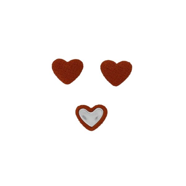 ADHESIVE BEADS - TEXTILE - HEART 170 - 14x17x6mm - GEORGETTE 03 - ORANGE (DARK) - 10pcs.