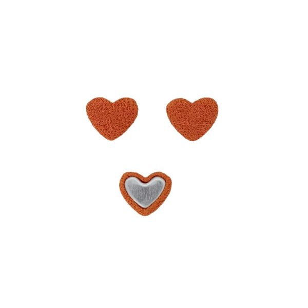 ADHESIVE BEADS - TEXTILE - HEART 171 - 14x17x6mm - GEORGETTE 03 - ORANGE - 10pcs.