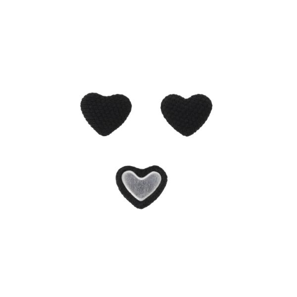 ADHESIVE BEADS - TEXTILE - HEART 180 - 14x17x6mm - GEORGETTE 06 - BLACK - PACKAGE 100pcs.