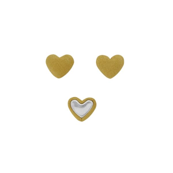 ADHESIVE BEADS - TEXTILE - HEART 182 - 14x17x6mm - GEORGETTE 01 - YELLOW - PACKAGE 100pcs.