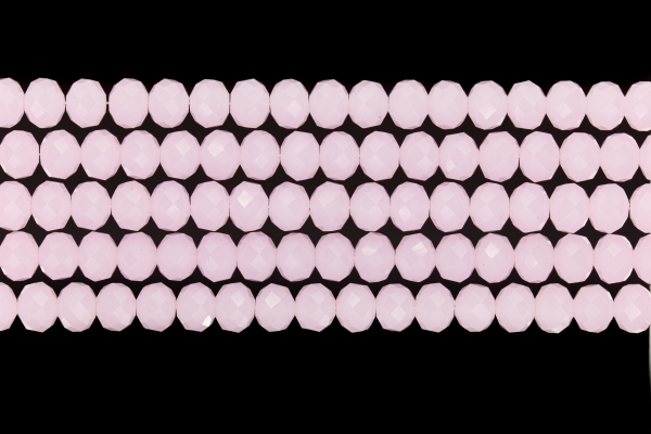 СТЪКЛЕНИ МЪНИСТА - КРИСТАЛИ - 8х6мм - МЛЕЧНИ - РОЗОВО 047 - ПАКЕТ (5х66 бр.) Отвор-1.5мм