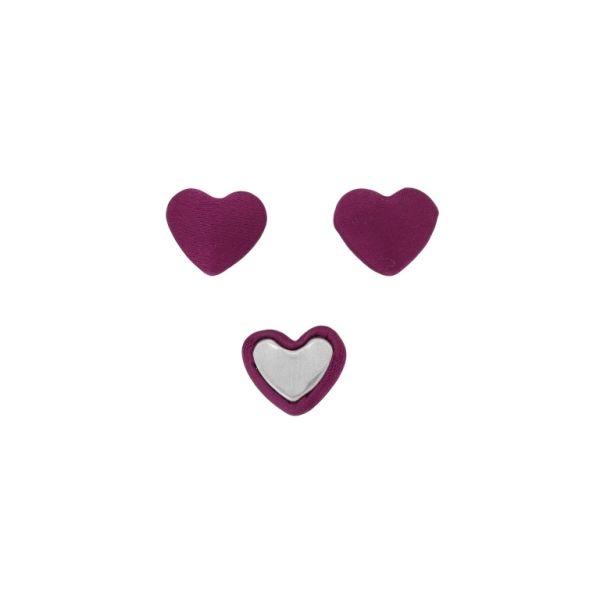 ADHESIVE BEADS - TEXTILE - HEART 206 - 14x17x6mm - SATIN 01 - CYCLAMEN (DARK) - PACKAGE 100pcs.