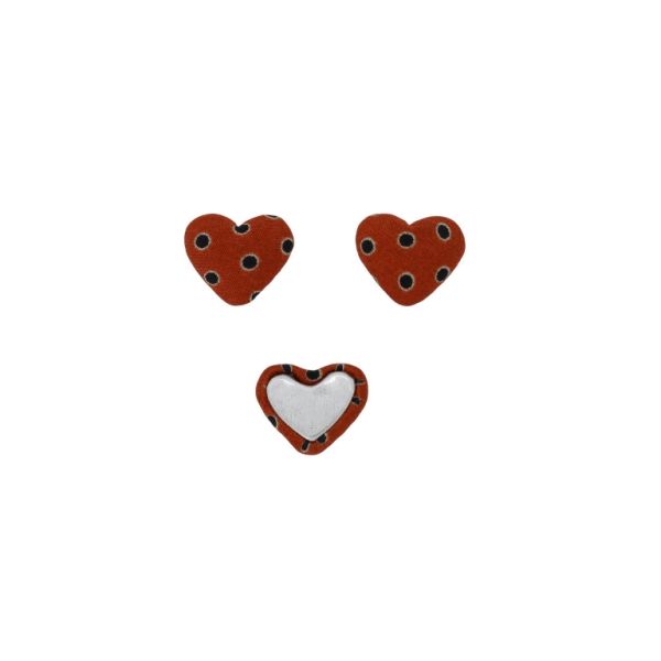 МЪНИСТА ЛЕПЯЩИ - ТЕКСТИЛНИ - СЪРЦЕ 216 - 14х17х6мм - ТОЧКИ 03 - ЧЕРВЕНО-ЧЕРНО - ПАКЕТ 100 бр.