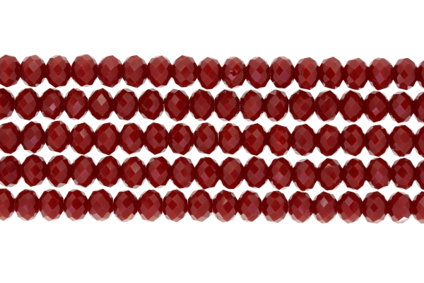 GLASS BEADS - FACETED RONDELLE CRYSTALS - 8x6mm - OPAQUE - RED 066 - STRING (66pcs.) Hole-1.5mm