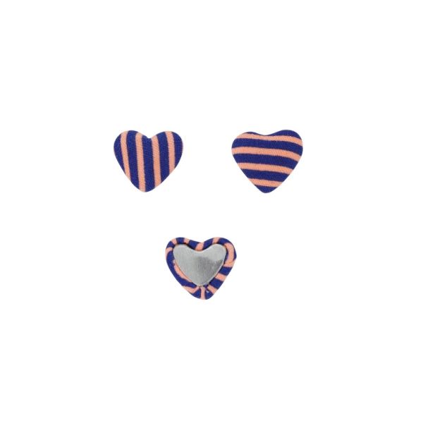 ADHESIVE BEADS - TEXTILE - HEART 256 - 14x17x6mm - STRIPE 01 - PINK (LIGHT) AND BLUE (DARK) - PACKAGE 100pcs.