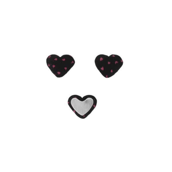 МЪНИСТА ЛЕПЯЩИ - ТЕКСТИЛНИ - СЪРЦЕ 263 - 14х17х6мм - СЪРЦЕ 01 - ЧЕРНО И РОЗОВО Т. - 10 бр.