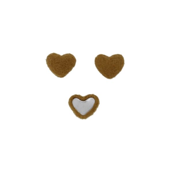 МЪНИСТА ЛЕПЯЩИ - ТЕКСТИЛНИ - СЪРЦЕ 279 18х15х6мм - ПОЛАР 01 - КАФЯВО СВ. - ПАКЕТ 100 бр.