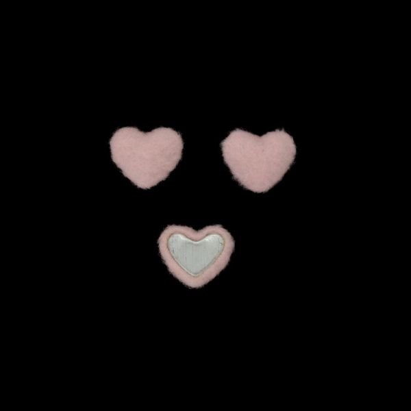 ADHESIVE BEADS - TEXTILE - HEART 280 18x15x6mm - POLAR 01 - PINK (LIGHT) - PACKAGE 100pcs.