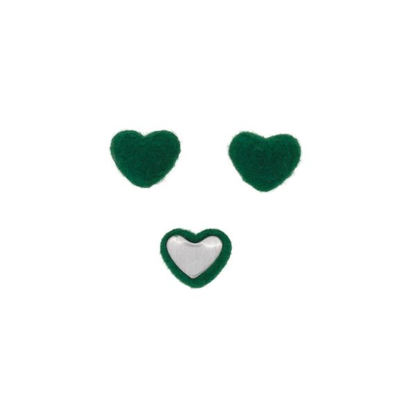 ADHESIVE BEADS - TEXTILE - HEART 281 18x15x6mm - POLAR 01 - GREEN (DARK) - PACKAGE 100pcs.