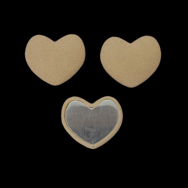 ADHESIVE BEADS - TEXTILE - HEART 287 28x33x8mm - GEORGETTE 01 - BEIGE (LIGHT) - PACKAGE 25pcs. 