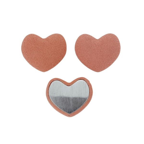 ADHESIVE BEADS - TEXTILE - HEART 288 28x33x8mm - GEORGETTE 01 - CORAL - 5pcs.