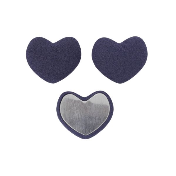 ADHESIVE BEADS - TEXTILE - HEART 289 28x33x8mm - GEORGETTE 01 - BLUE (DARK) - 5pcs.