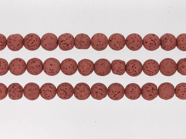 NATURAL STONE BEADS - LAVA STONE RED - 10mm - PACKAGE (3x38pcs.) Hole-1.8mm