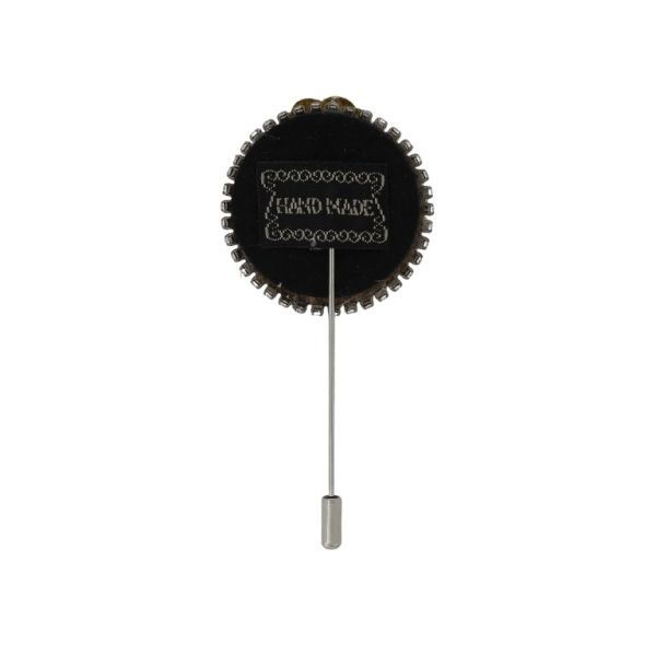 БИЖУТЕРИЯ - БРОШКА HANDMADE - МЕТАЛ И КРИСТАЛИ - РОЗА В249 - 4.0х8.7см НИКЕЛ-КАФЯВО-ЖЪЛТО - ПАКЕТ 6 бр.