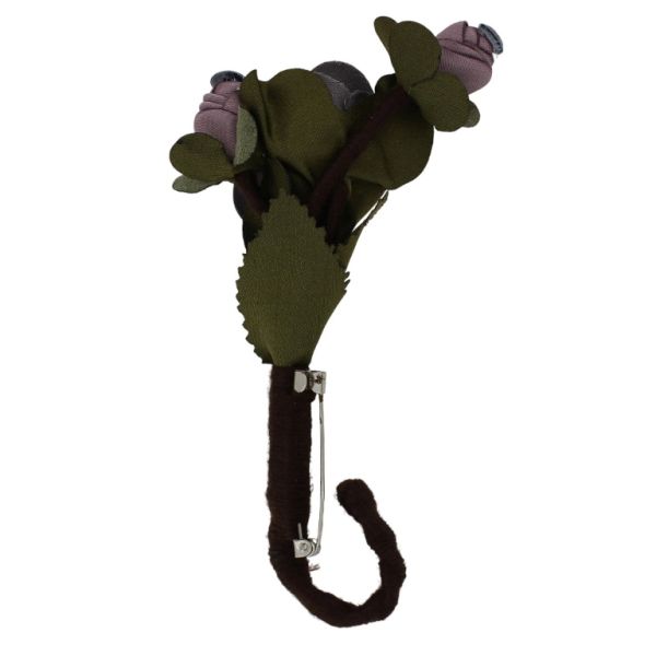 БИЖУТЕРИЯ - БРОШКА HANDMADE - МЕТАЛ И КРИСТАЛИ - РОЗИ В246 - 4.5х11.8см НИКЕЛ-ПЕПЕЛ ОТ РОЗИ-СИВО - ПАКЕТ 6 бр.