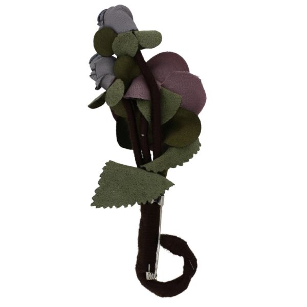 БИЖУТЕРИЯ - БРОШКА HANDMADE - МЕТАЛ И КРИСТАЛИ - РОЗИ В246 - 4.5х11.8см НИКЕЛ-СИВО-ПЕПЕЛ ОТ РОЗИ - 1 бр.