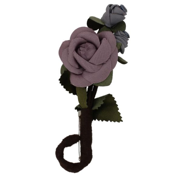 БИЖУТЕРИЯ - БРОШКА HANDMADE - МЕТАЛ И КРИСТАЛИ - РОЗИ В246 - 4.5х11.8см НИКЕЛ-СИВО-ПЕПЕЛ ОТ РОЗИ - ПАКЕТ 6 бр.