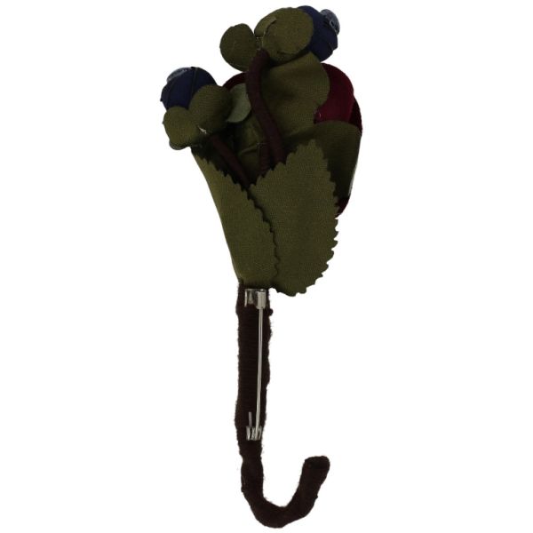 БИЖУТЕРИЯ - БРОШКА HANDMADE - МЕТАЛ И КРИСТАЛИ - РОЗИ В246 - 4.5х11.8см НИКЕЛ-СИНЬО Т.-БОРДО - 1 бр.