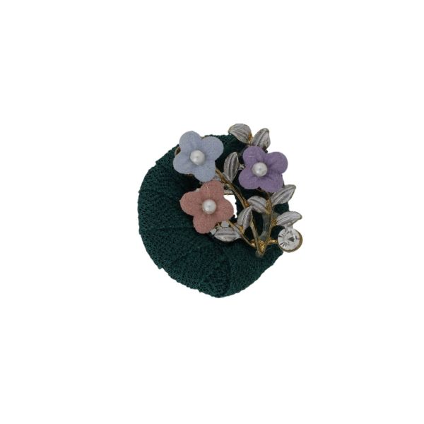 JEWELRY - BROOCH HANDMADE - METAL AND PEARLS - WREATH В260 - 4.5x4.7cm GOLD И MIX - PACKAGE 6pcs.