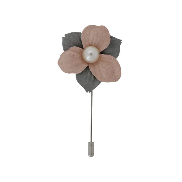 БИЖУТЕРИЯ - БРОШКА HANDMADE - МЕТАЛ И ПЕРЛИ - ИГЛА ЦВЕТЕ В267 - 4.5х9.0см НИКЕЛ-ПУДРА-СИВО - ПАКЕТ 6 бр.