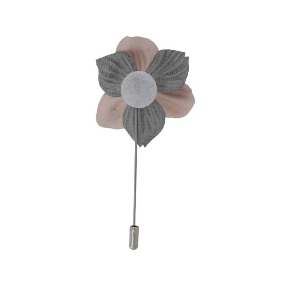 JEWELRY - BROOCH HANDMADE - METAL AND PEARLS - NEEDLE FLOWER В267 - 4.5x9.0cm NICKEL-POWDER-GRAY - PACKAGE 6pcs.