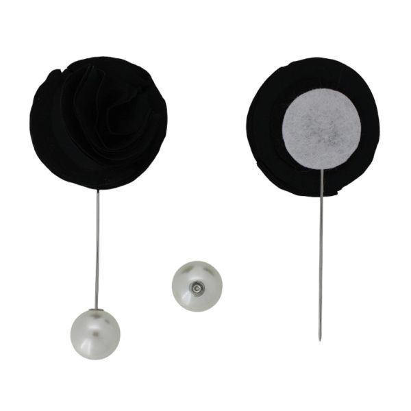 БИЖУТЕРИЯ - БРОШКА HANDMADE - МЕТАЛ И ПЕРЛИ - ИГЛА ЦВЕТЕ В274 - 4.0х9.3см НИКЕЛ-ЧЕРНО-ЕКРЮ - 1 бр.