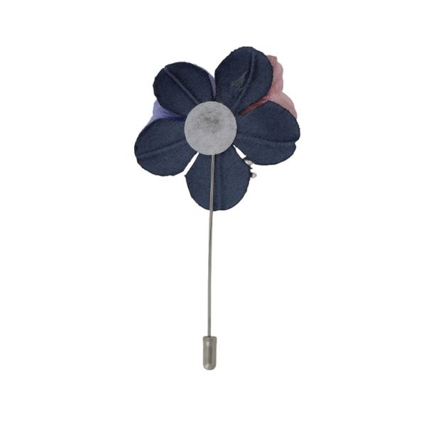 БИЖУТЕРИЯ - БРОШКА HANDMADE - МЕТАЛ И ПЕРЛИ - ИГЛА ЦВЕТЕ В276 - 5.0х9.7см НИКЕЛ-СИНЬО-РОЗОВО СВ. - 1 бр.