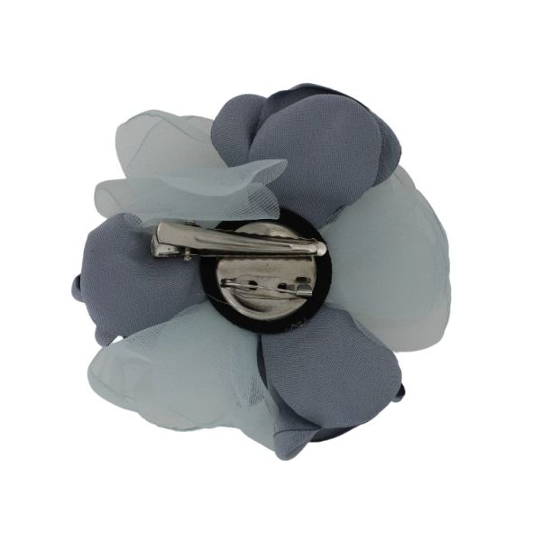 JEWELRY - BROOCH HANDMADE - METAL AND PEARLS - NEEDLE FLOWER В279 - 8.0x8.0cm NICKEL-GRAY-TURQUOISE- PACKAGE 6pcs.