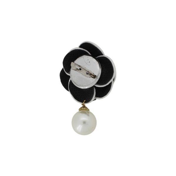 БИЖУТЕРИЯ - БРОШКА HANDMADE - МЕТАЛ И ПЕРЛИ - ЦВЕТЕ В251 - 4.1х6.7см НИКЕЛ-ЧЕРНО-ЕКРЮ - ПАКЕТ 6 бр.