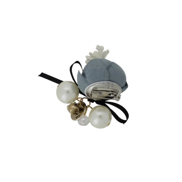 JEWELRY - BROOCH HANDMADE - METAL AND PEARLS - FLOWER В258 - 3.0x5.4cm NICKEL-GOLD-GRAY - PACKAGE 6pcs.