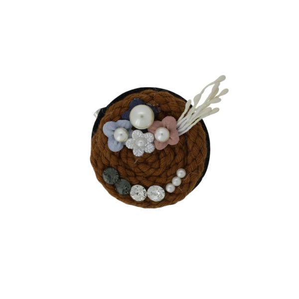 БИЖУТЕРИЯ - БРОШКА HANDMADE - МЕТАЛ И ПЕРЛИ - ЦВЕТЯ В259 - 4.7х4.7см НИКЕЛ И МИКС - ПАКЕТ 6 бр.