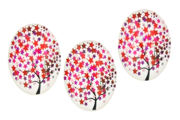 GLASS BEADS - CABOCHONS PATTERN - ELLIPSE 30х40 MM - TREE WITH STARS - 10 pcs.