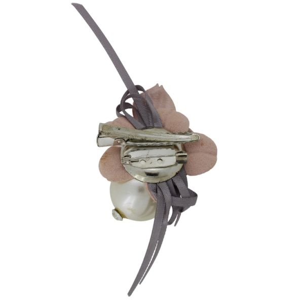 JEWELRY - BROOCH HANDMADE - METAL AND PEARLS - FLOWERS В292 - 4.7x4.7cm NICKEL-ROSE DUST-GRAY - PACKAGE 6pcs.