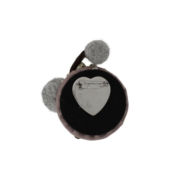 JEWELRY - BROOCH HANDMADE - METAL AND TEXTILE - BOUQUET В253 - 5.0x7.2cm NICKEL-ROSE DUST-YELLOW - PACKAGE 6pcs.