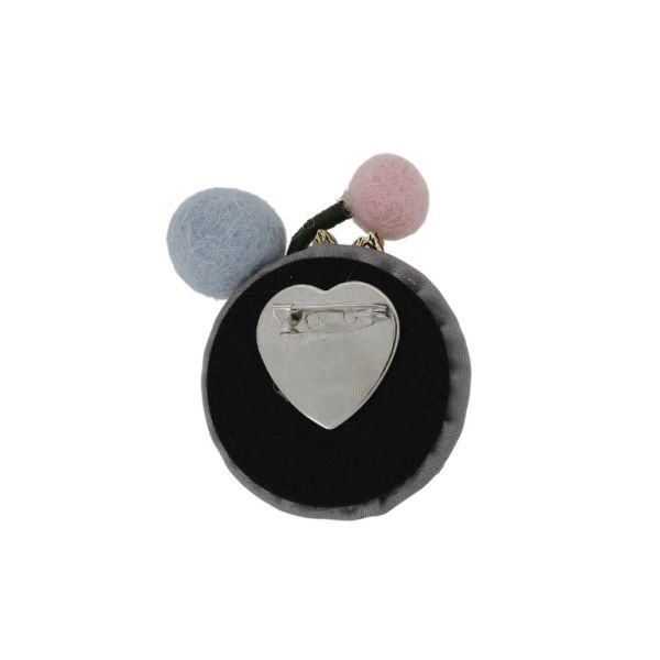 JEWELRY - BROOCH HANDMADE - METAL AND TEXTILE - BOUQUET В253 - 5.0x7.2cm NICKEL-GRAY-BLUE (LIGHT) - 1pc.